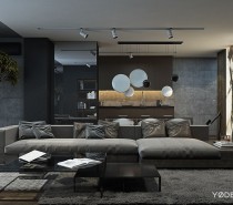 The main living area is fairly spacious with a huge, comfortable sofa (from Minotti) that dominates a large portion of the area. The grey color palette extends to many of the pieces in the space, including an armchair (also from Minotti) and a plush area rug. When a man's hair start to grey it gives him a distinguished air and the same clearly holds true in this home. The greys and neutral tones are distinguished, sophisticated and indeed quite calming.