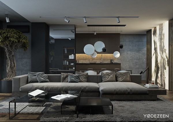 The main living area is fairly spacious with a huge, comfortable sofa (from Minotti) that dominates a large portion of the area. The grey color palette extends to many of the pieces in the space, including an armchair (also from Minotti) and a plush area rug. When a man's hair start to grey it gives him a distinguished air and the same clearly holds true in this home. The greys and neutral tones are distinguished, sophisticated and indeed quite calming.
