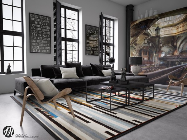 The final space in this living room roundup is definitely artist inspired with its warm industrial loft style.