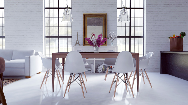 A modern Parisian princess would certainly feel at home in this stunning and sunny white dining room.