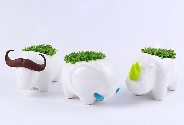 Bring some playfulness to your planting with these cute animal planters -- water buffalo, elephants, and rhinos, oh my!