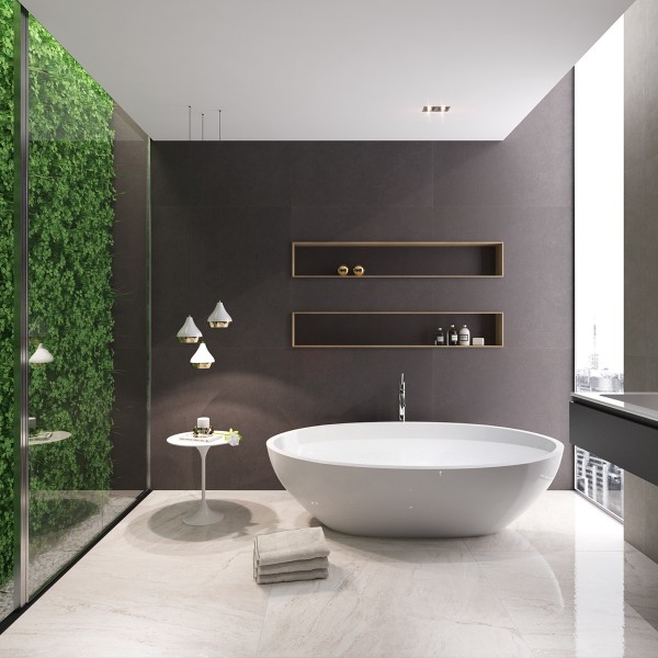 Pristine and refined - a minimalist bath this sleek can make you feel fresher just by looking at it.