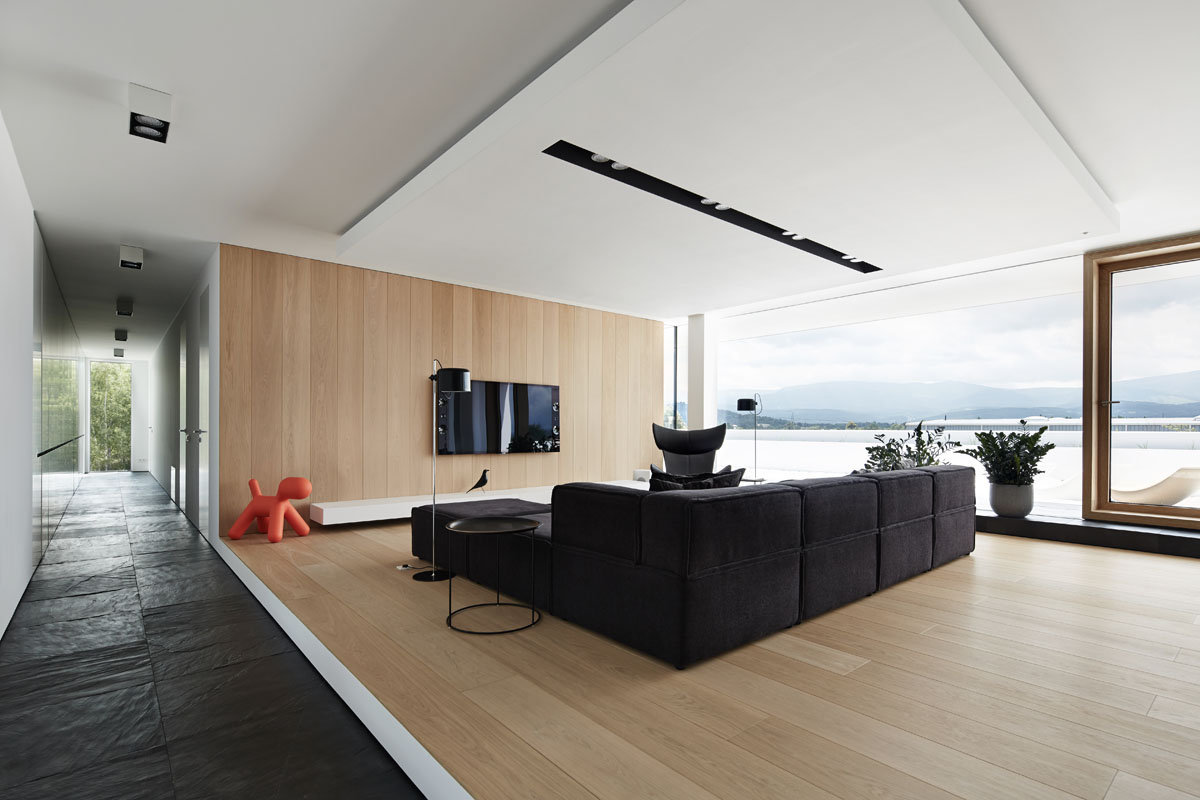White Black Living Room Wood Floors