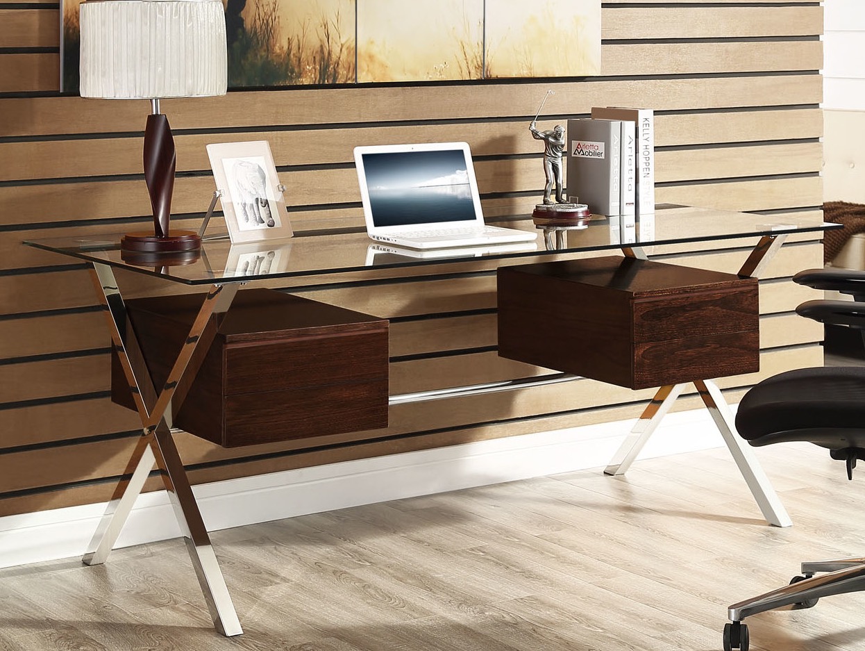 Glass And Wood Desk Interior Design Ideas