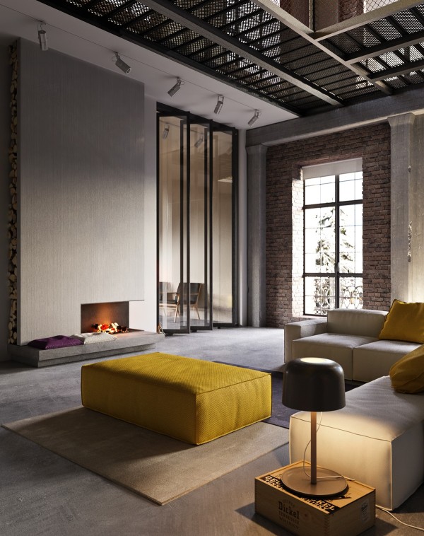 The ottoman is also from the Peanut B series. Its vibrant yellow liner has a much coarser texture to coordinate with the rugged aesthetic of the home.