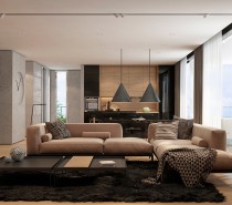 2 Masculine Interiors in Shades of Grey Black And Brown