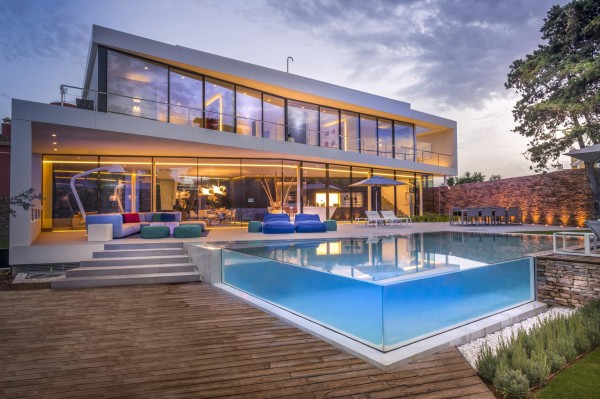 pool with glass walls