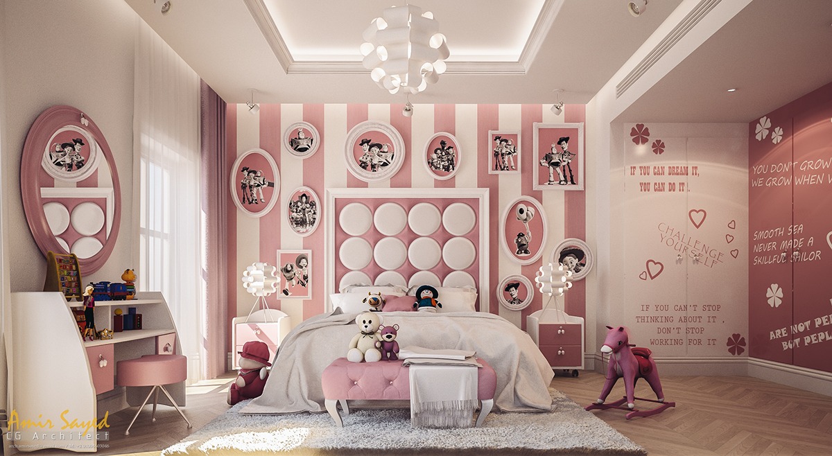 luxury pink kids wall decor