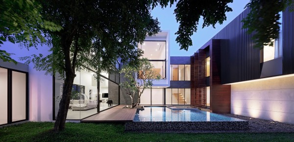 Spectacular Modern House With Courtyard Swimming Pool