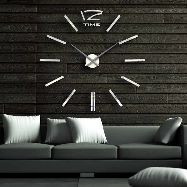 Large DIY Luxury Mirror Wall Clock Sticker Round Modern Art Home Decor Room UK