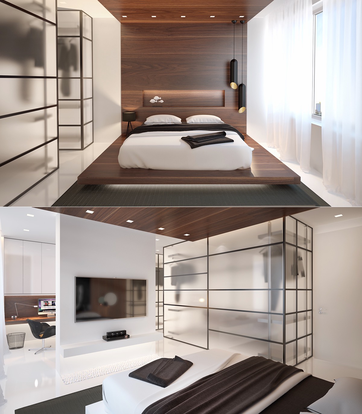 20 Beautiful Examples Of Bedrooms With Attached Wardrobes,Office Building Design Architecture