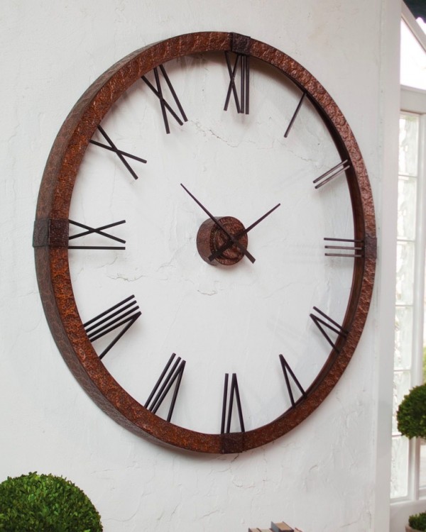 beautiful decoration decor for home office with amber glass Wooden wall clock 