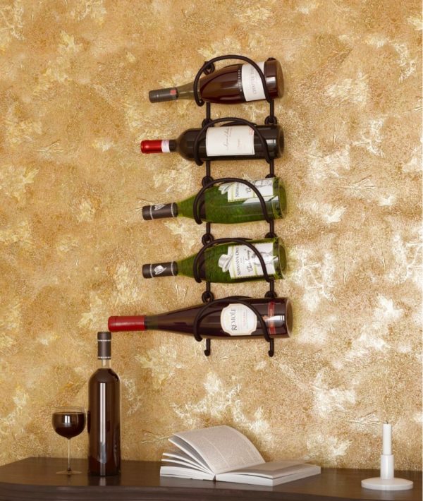 Halcent Wine Rack Wall Mounted Wine Holder Wine Storage Rack Bar Wall Wine Decor Wine Bottle Holder with Glass Holder 
