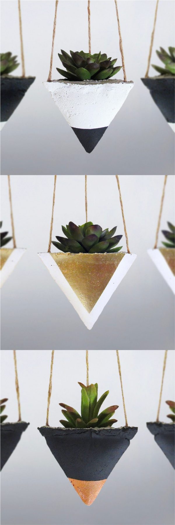Handmade plant pot set for indoor plants Geometric concrete succulent planter set of 4 