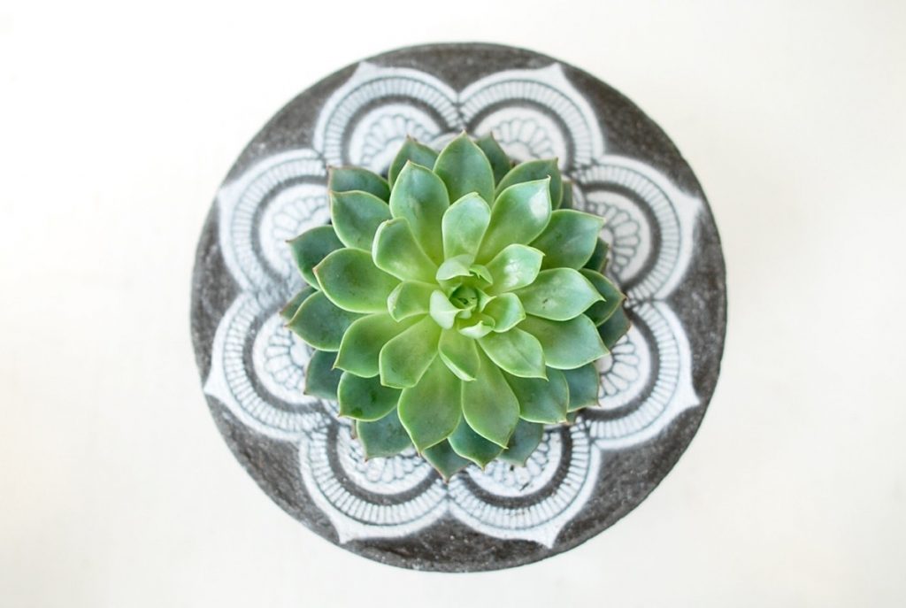 White concrete succulent planter set of 4 Handmade geometric planter in different sizes Indoor plants pot