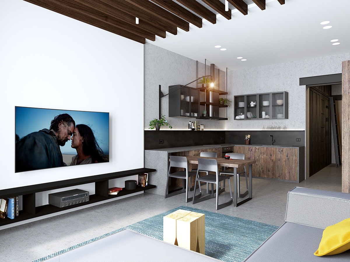 Handsome Small Apartments With Open Concept Layouts,Classic Bathroom Design Black And White