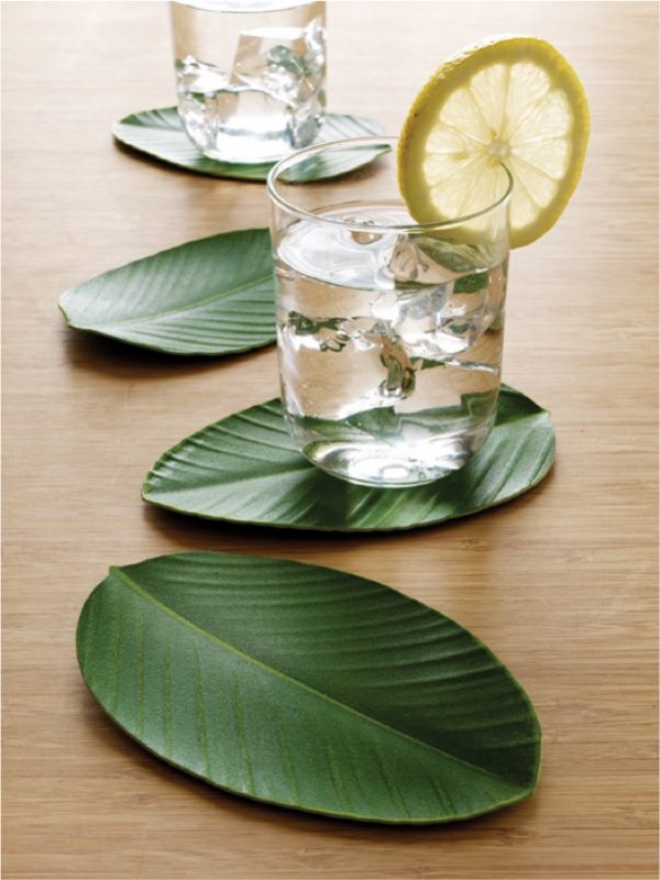 Set of 4 Coasters Drink Glass Coffee Mug Cup Mat Pad Palm Leaves Table Decor