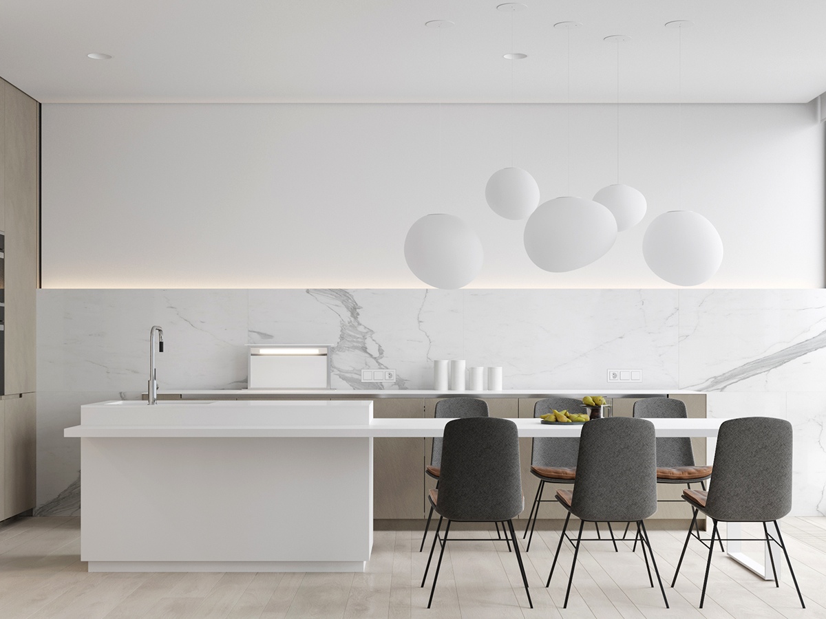 Kitchen Design White Marble 