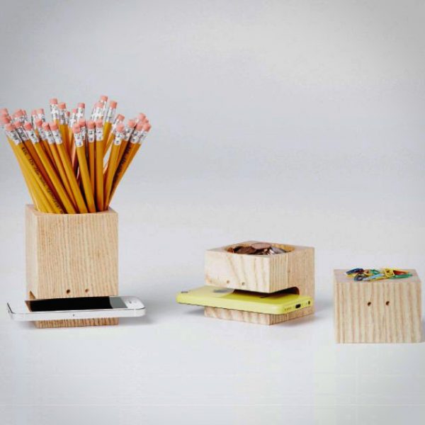 Timer Wood Pen Holder Office Desk Accessories with Hourglass Scrub Pencil Holder 