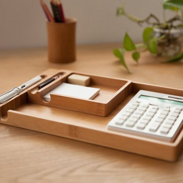 Desk Tidy wooden Pen Pot Holder Pencil Stationery Organiser Office Storage Case 