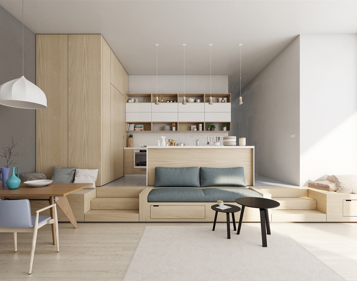 open plan living room interior design