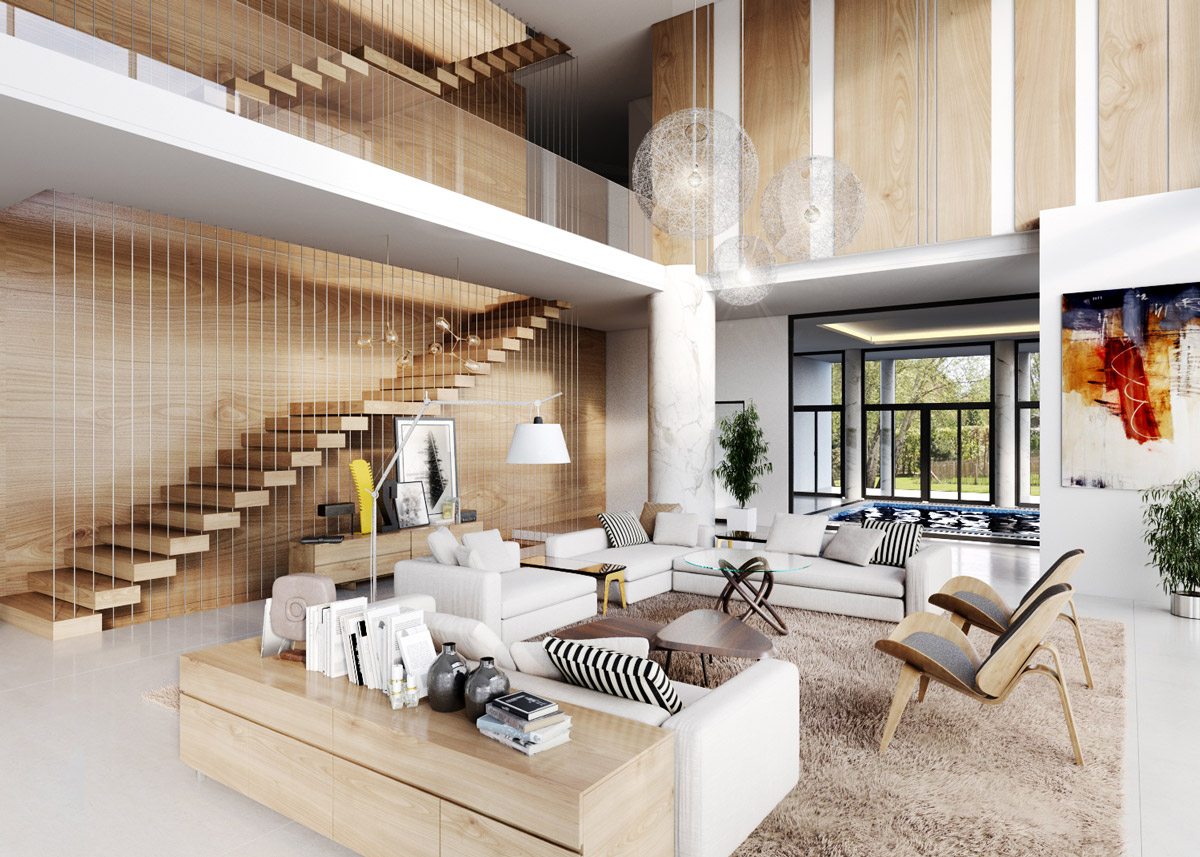 double height living room elevation