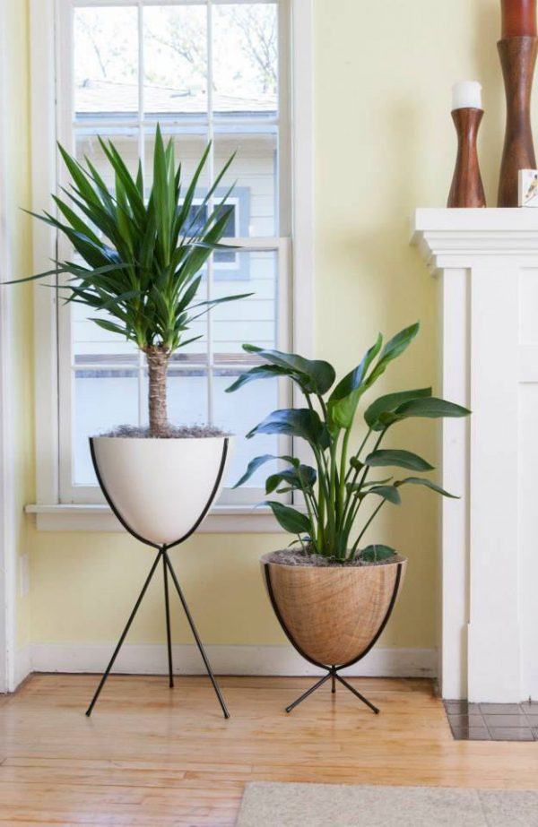 Corner Mid Century Modern Plant Stand for Living Room Solid Wood Bamboo Plant Stand 1 Pack, Plant Stand Only Balcony Plant Stand Indoor 12 Inch 