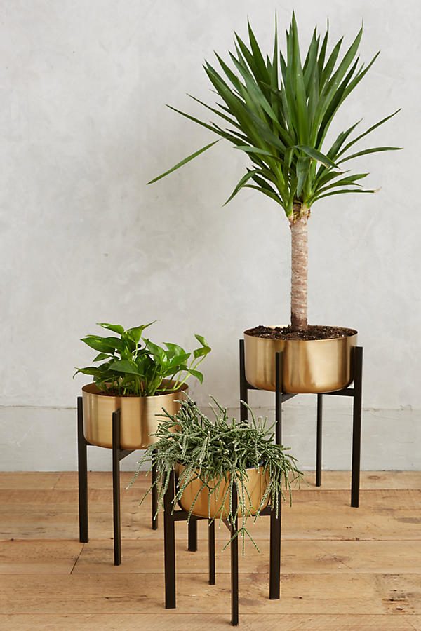 Indian Beautiful Decorative Handmade Wooden Brass Flower Pot Rectangular