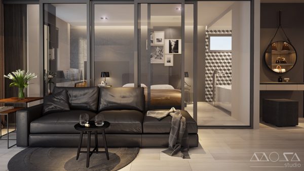 3 Modern Studio Apartments With Glass-Walled Bedrooms