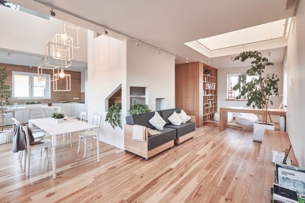 A White and Wood House for a Stylish Family