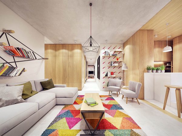 A Comfortable Modern Home with Colorful Accents