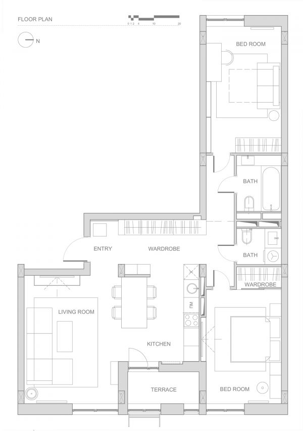 Double Bedroom L-Shaped Home Design: 2 Examples With Floor Plans