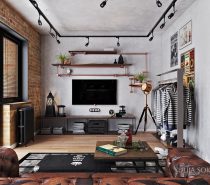 Dark Moody Bachelor Pad Design: 2 Single Bedroom L-Shaped Examples [Includes Floor Plans]