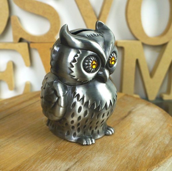 Cute Owl Shaped Piggy Bank Cartoon Money Coins Bank Saving Box with Moving Eyes Red 