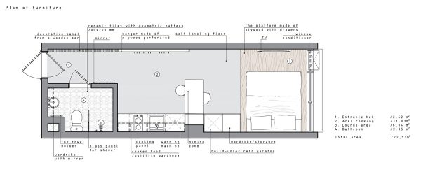 Super Compact Spaces: A Minimalist Studio Apartment Under 23 Square Meters