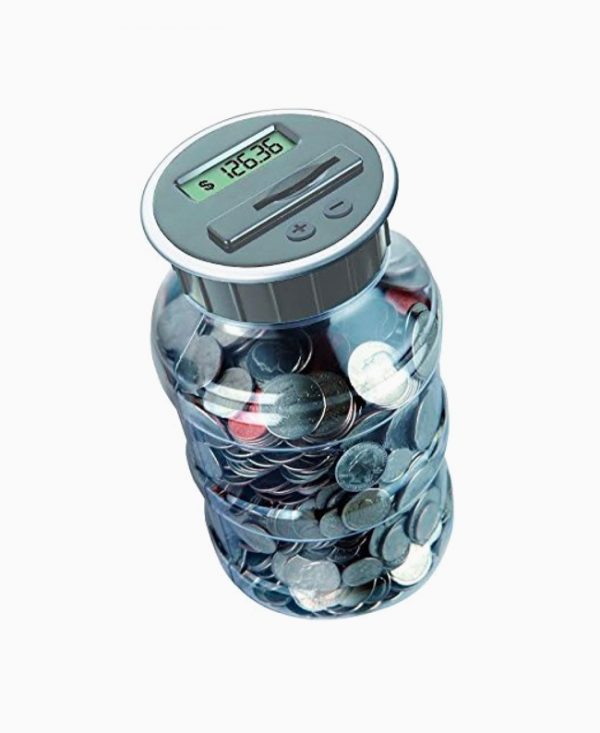 Large Coin Bank Jar with Slotted Gold Lid Holds Over $1,450 in Coins Used for Piggy Bank and Raffle Ticket Drawing Glass Money Jar Made in USA Half Gallon 