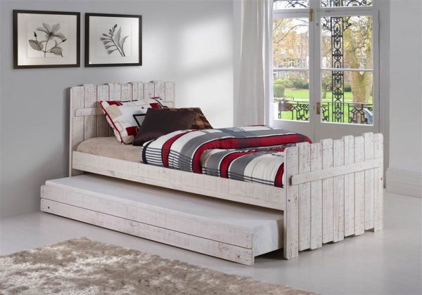 twin beds with bed underneath