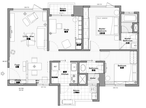 2-Bedroom Modern Apartment Design Under 100 Square Meters: 2 Great Examples