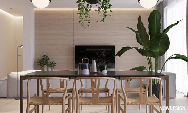 Minimalist Interior Design Using White, Wood And Black With Green Plant Accents: 2 Gorgeous Examples