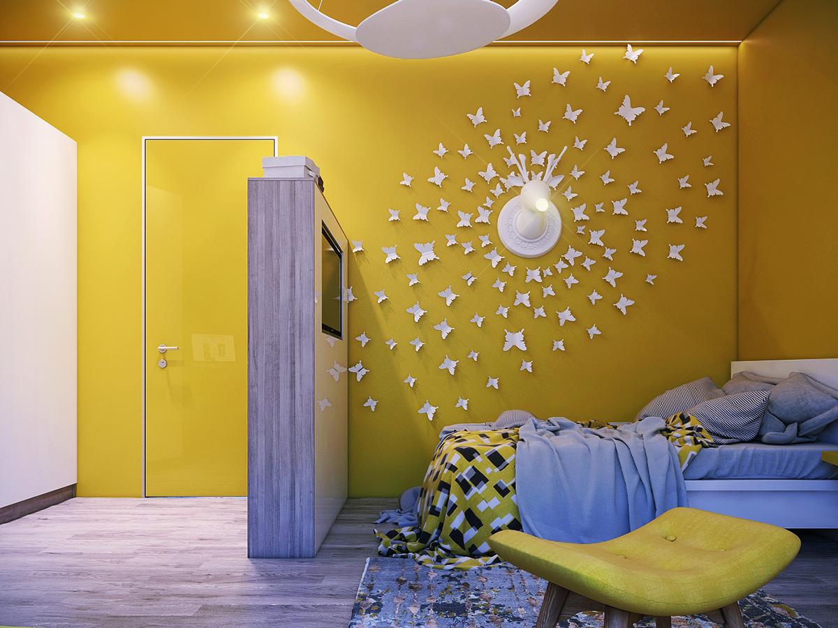 Glow in the dark dinosaurs butterflies stars bedroom ceiling wall kids nursery. 