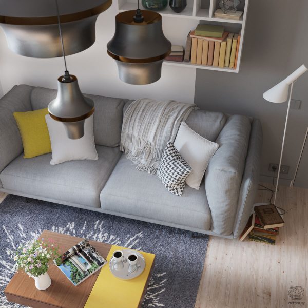 Grey and Yellow Open Plan Small Apartment Tour