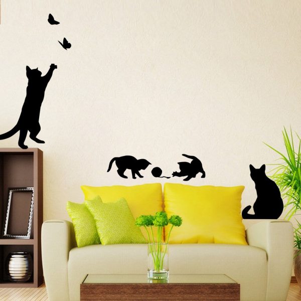 Cute Cat Wall Sticker For Living Room Bedroom Cupboard Toilet Decoration Nice 