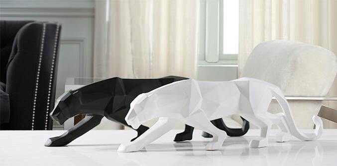 Home Decor Animal Sculptures Black 2 pcs Ceramic Polar Bear Figurines Sets 