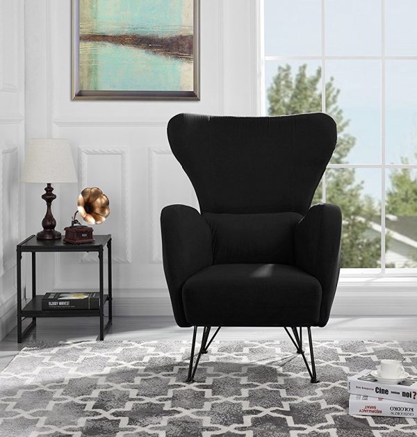 Living Room Chair Dining Chair Small Armchair or Occasional Chair in Black Faux Leather Accent Bedroom Chair Home Detail Modern Tub Chair