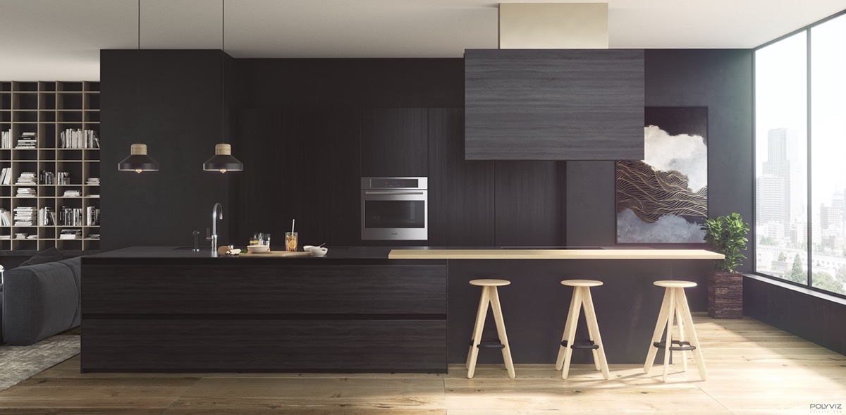 Image result for minimalist kitchen black