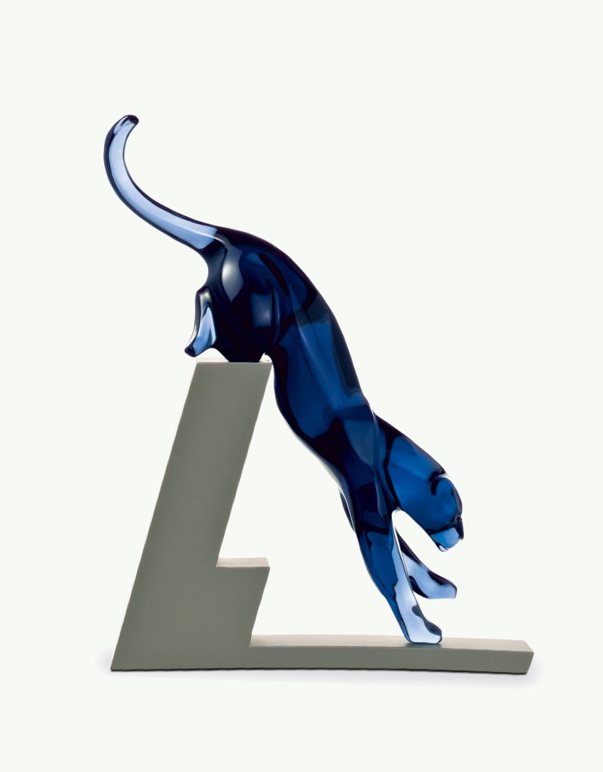 blue crystal jaguar beautiful animal sculptures | Interior Design Ideas