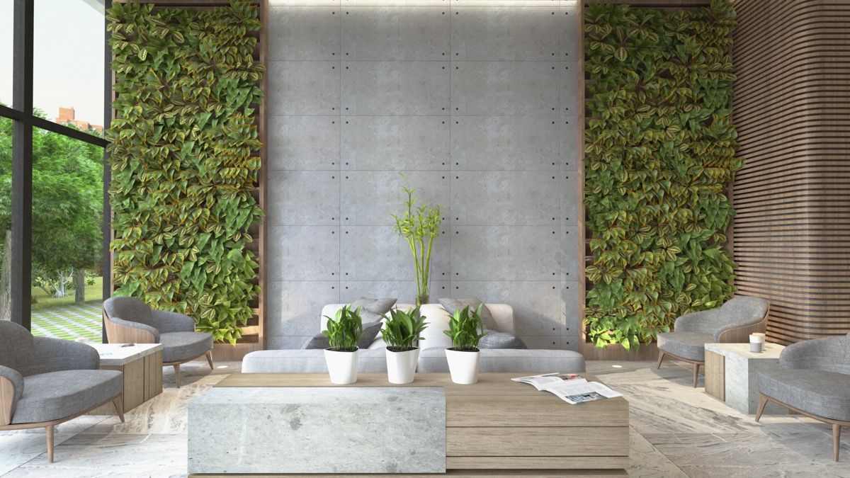 cement wall living room