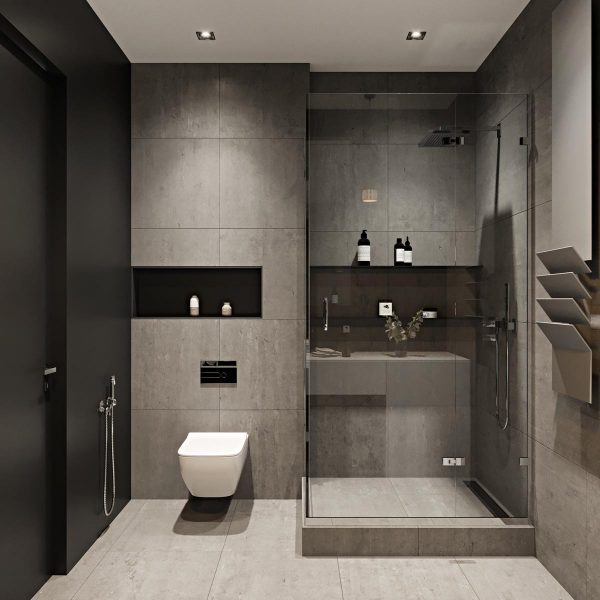 Gray Tile Bathroom Interior Design Ideas