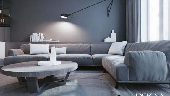 现代极简主义风格的白色和灰色室内设计