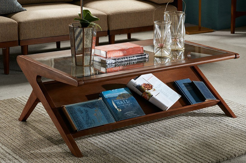 Triangle Cocktail Coffee Table Fashionable Classy Wood Modern Midcentury Design 